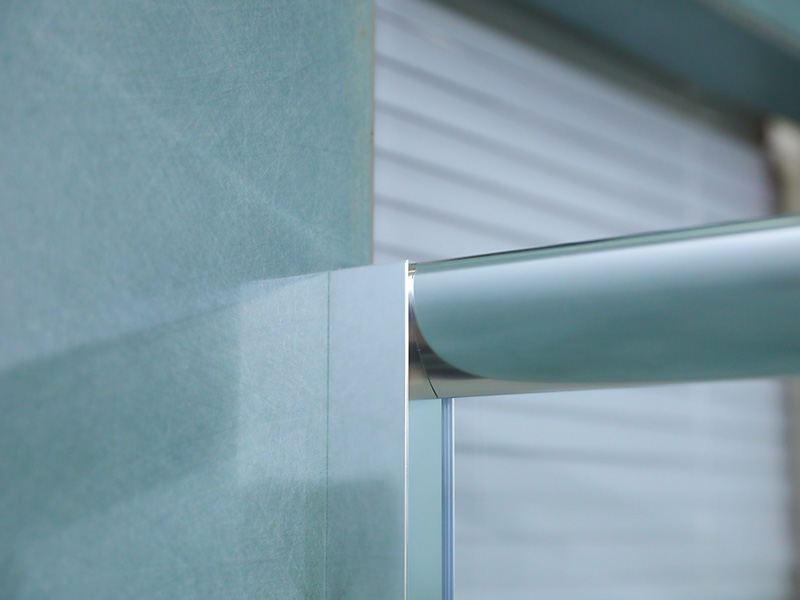 RE verchroomd aluminium frame van gehard glas, vierkante schuifdouche met lade RE verchroomd aluminium frame van gehard glas, vierkante schuifdouche met lade