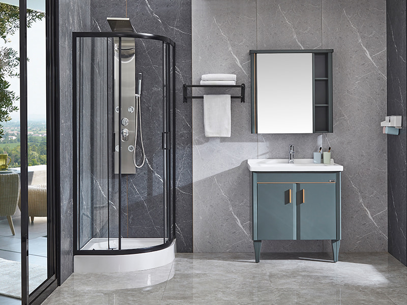 SE glazen schuifdeur voor douchewand, zwart aluminium profiel SE glazen schuifdeur voor douchewand, zwart aluminium profiel