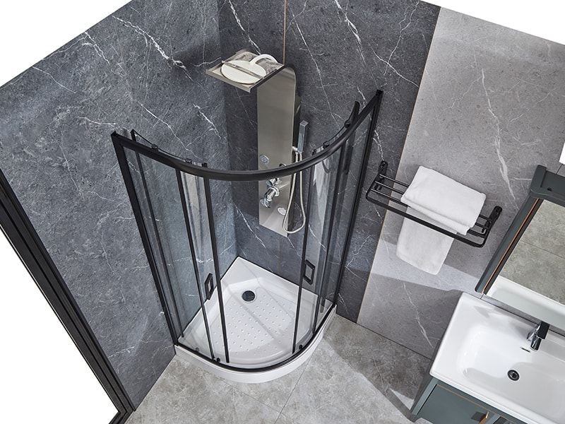 SE glazen schuifdeur voor douchewand, zwart aluminium profiel SE glazen schuifdeur voor douchewand, zwart aluminium profiel