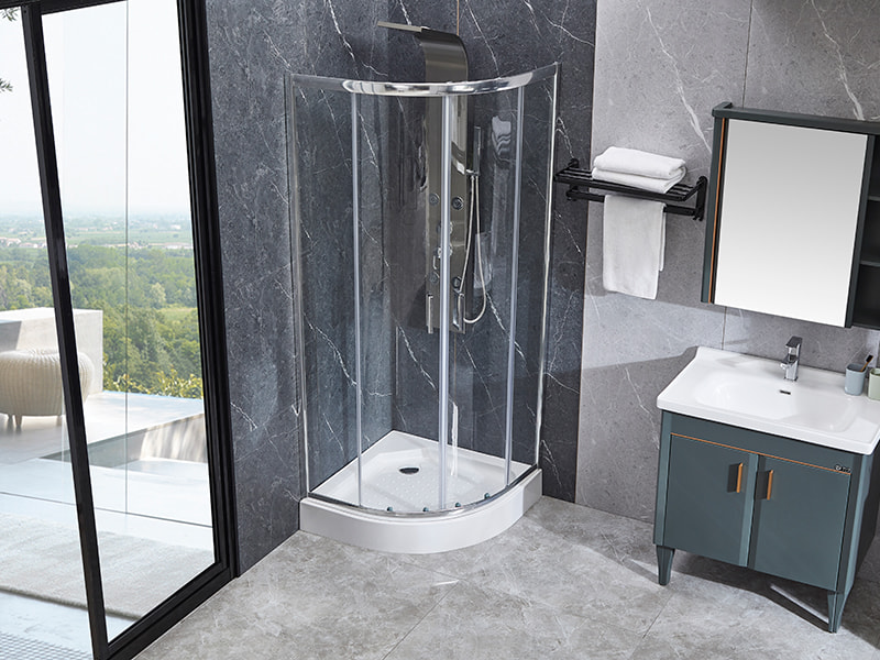 SE verchroomde aluminium profielschuifbare douchewand voor badkamer SE verchroomde aluminium profielschuifbare douchewand voor badkamer