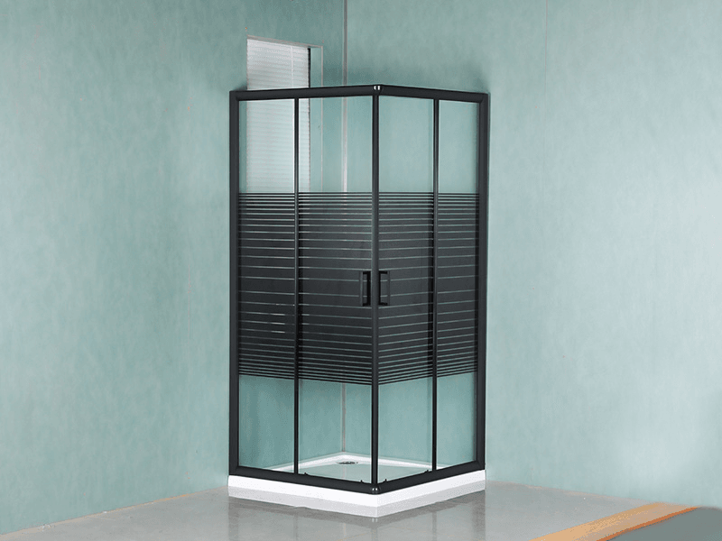 SQ zwarte aluminium profiel vierkante douchewand met dubbele gaten