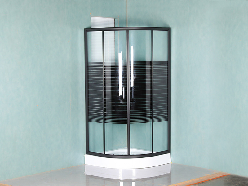 SE Douchewand van gehard glas met zwart aluminium frame